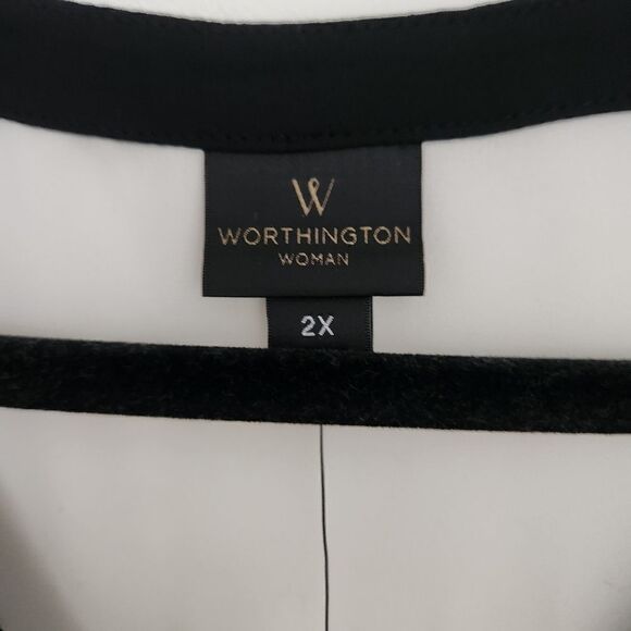 Worthington Woman Cap Sleeve Sheer Striped Button Front Blouse Size 2X - Picture 5 of 6